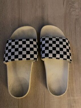 Checkered Black and White Slide Sandals